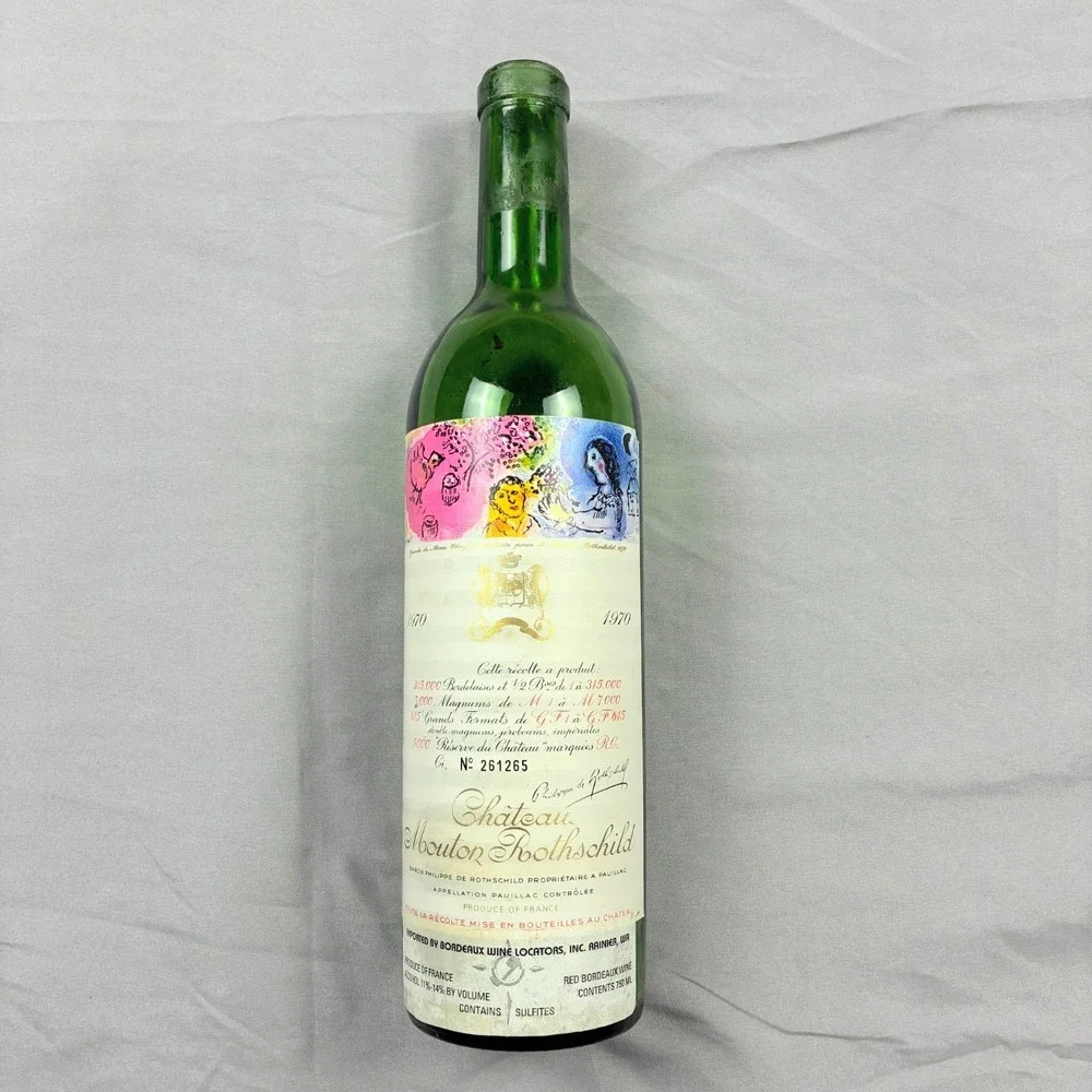 Mouton Rothschild Paulliac Empty Bottle 1970 Vintage Marc Chagall Label